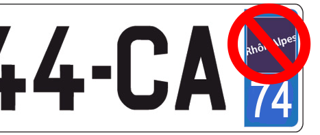 74 Haute-Savoie autocollant plaque immatriculation département auto sticker  nouveau logo